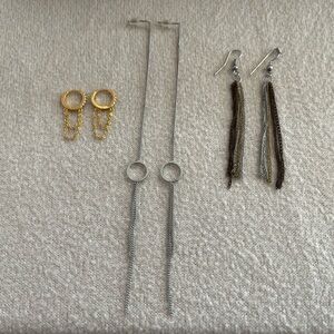 Earring Set - Mixed Chain Huggie Hoop / Dangle